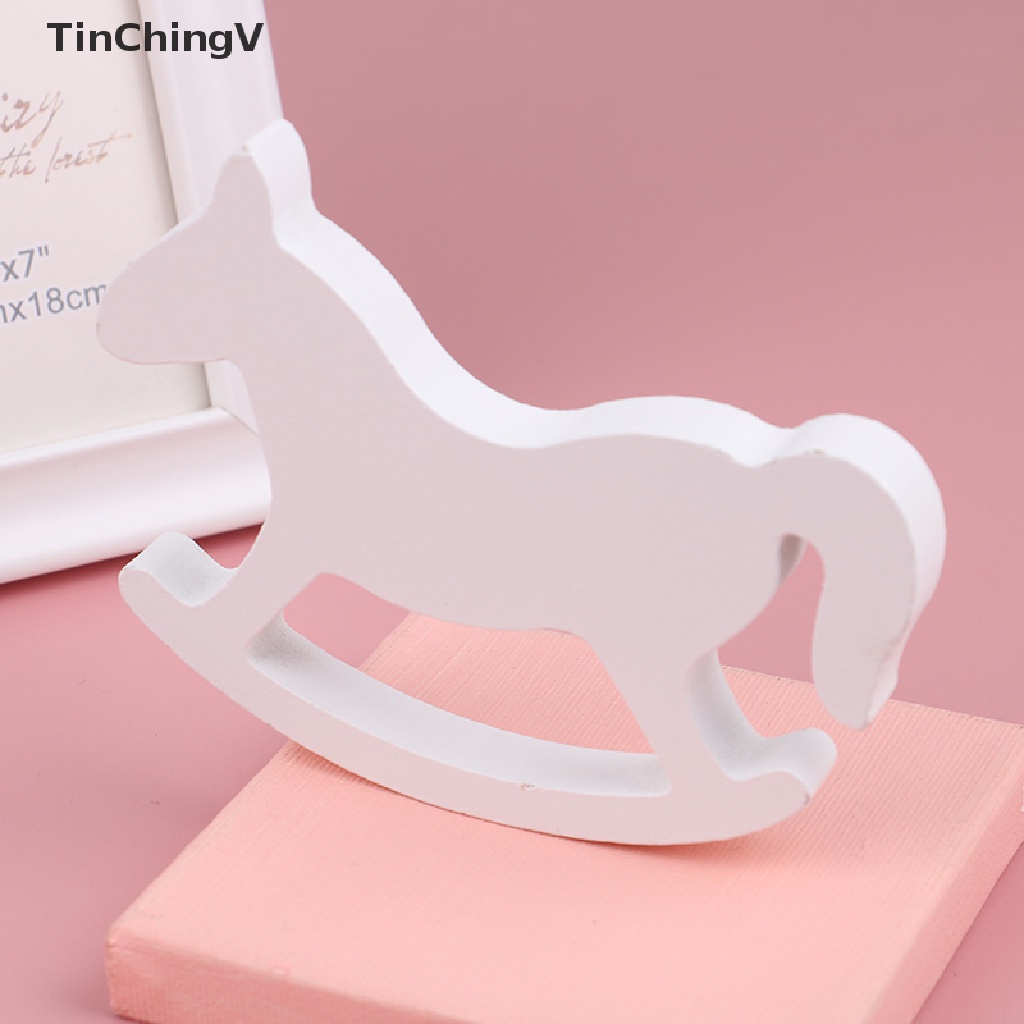 [TinChingV] Mô Hình Ngựa Bập Bênh Bằng Gỗ Màu Trắng Trang Trí Nhà Búp Bê Mới
