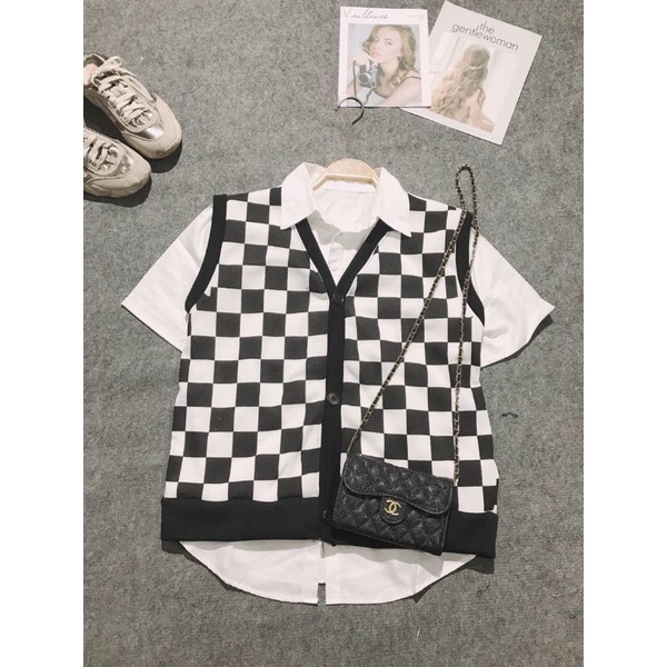 Áo gile kẻ caro siêu xinh.hangtotgiare98 | BigBuy360 - bigbuy360.vn