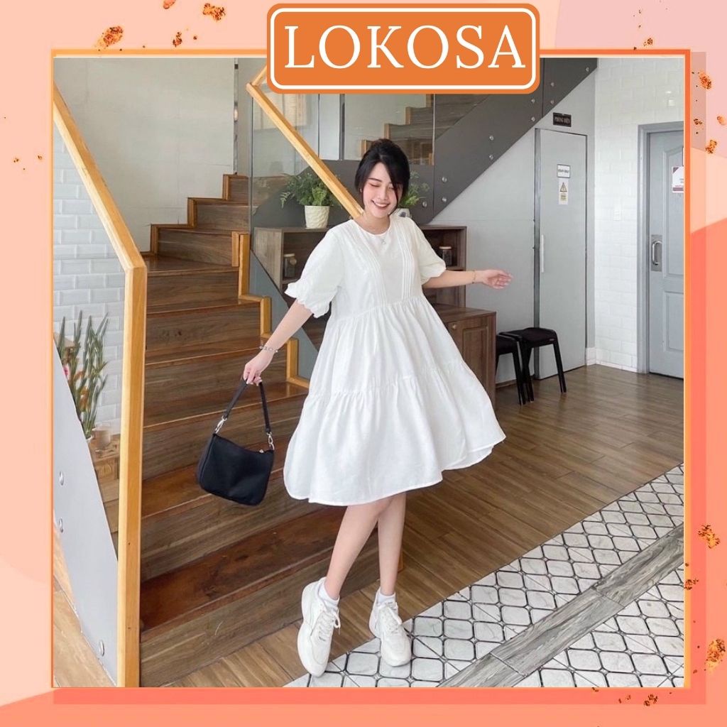 Đầm Babydoll Trắng LOKOSA Váy dự tiệc đi chơi Phồng Dáng Xòe Dài tay bồng Phong Cách Công Chúa Tiểu Thư VD075 | BigBuy360 - bigbuy360.vn