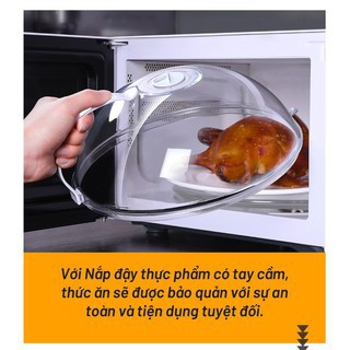 Nắp đậy thực phẩm có tay cầm - Nắp đậy lò vi sóng - Chất liệu nhựa PP an toàn