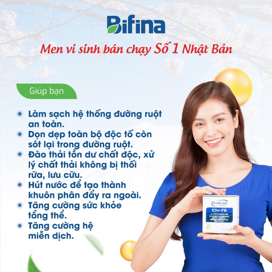 Thải Độc Ruột - BIFINA NHẬT BẢN, loại R 20 gói - Nhuận tràng, Detox ruột,không dùng cafe