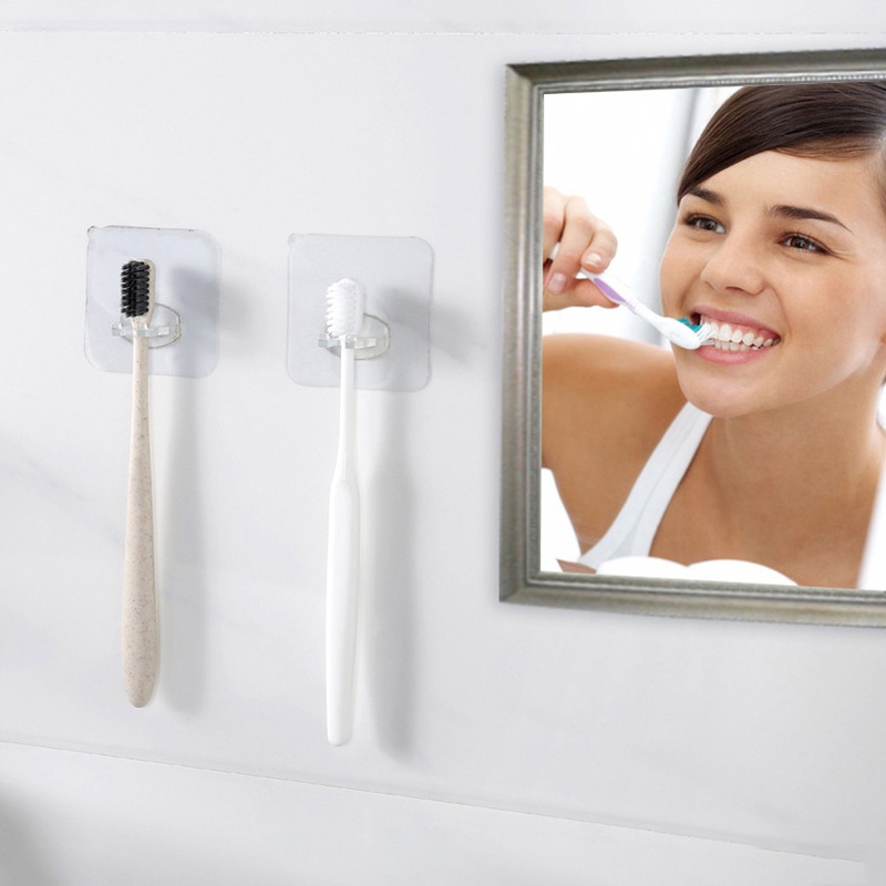 Giá Đỡ Bàn Chải Đánh Răng Gắn Tường Trong Suốt Tái Sử Dụng Được Tiện Lợi CRD
