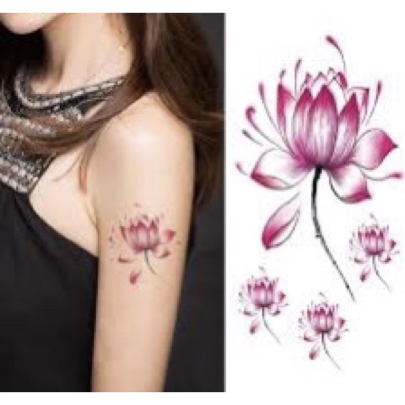 🔥Hình Xăm Dán Tạm Thời Hoa Sen Truyền Thuyết Hoa Bỉ Ngạn Chống Thấm Nước Hình Cáo Độc Đáo🔥