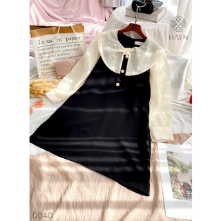 Đầm Đen Phối Tay Voan Nude