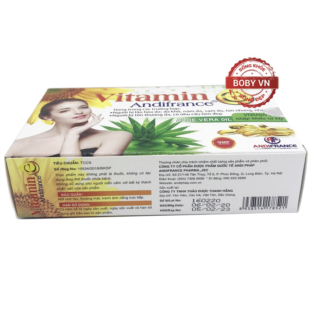 Vitamin e Andifrance hỗ trợ người bị lão hóa da, làm đẹp da.