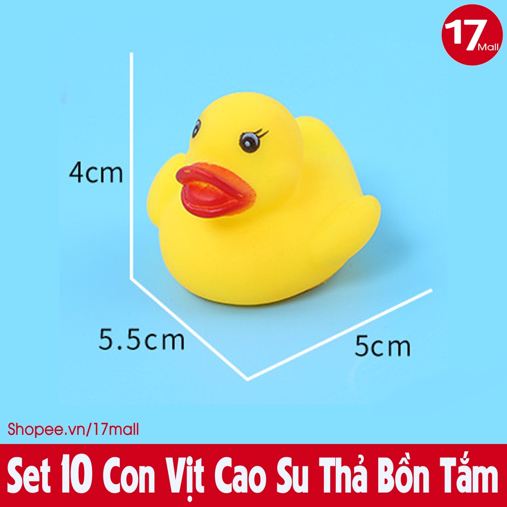 Set 10 con vịt cao su thả chậu tắm bóp kêu chíp chíp, cùng bé yêu vui vẻ đi tắm 🛒17Mall