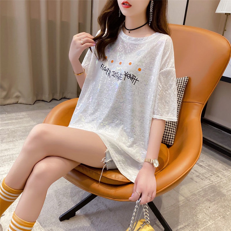 Ice silk loose short sleeve T-shirt 2022 summer new Korean fashion print Little Daisy half sleeve top women's ins fashion