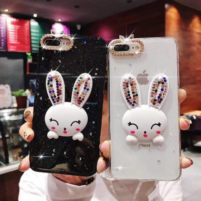 Ốp Đính Đá Tai Thỏ IPhone 8/ 7/ 6/ 6s Plus/ X/ Xr/ Xmax Hình Thỏ Đính Đá | BigBuy360 - bigbuy360.vn