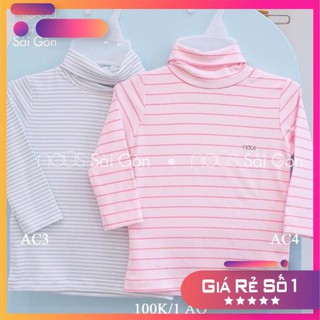 Áo thun Nous giữ nhiệt cổ lọ 5cm hoạ tiết kẻ ngang chất petit cho bé gái bé trai mẫu mới nhất 2020