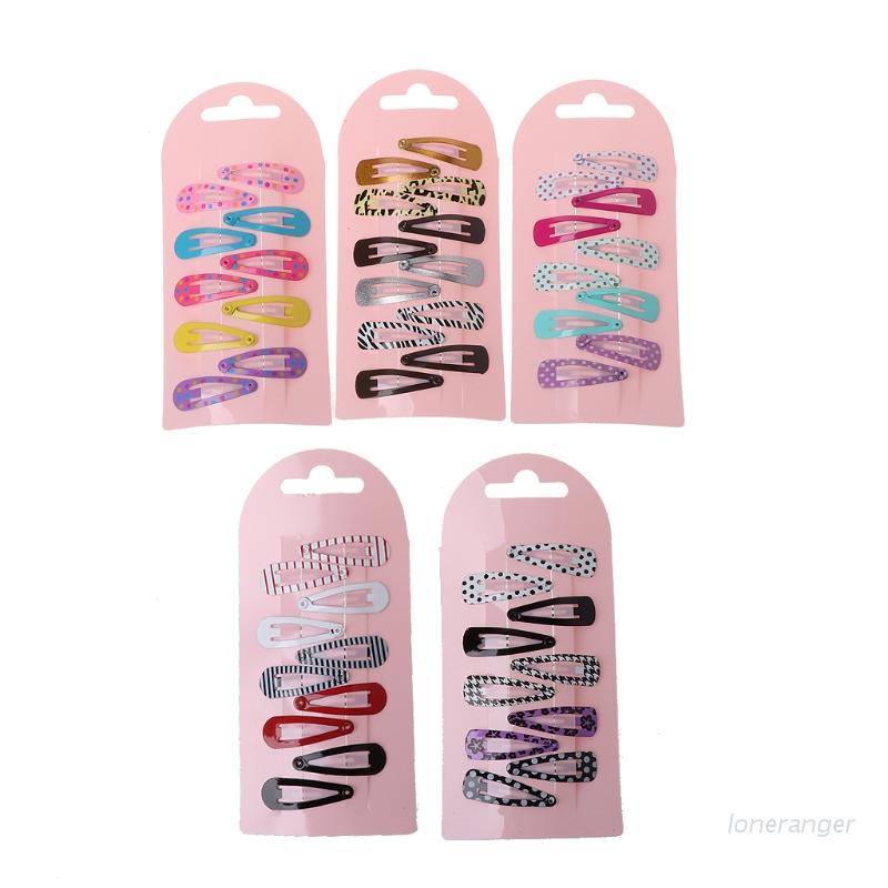 Set 10 Kẹp Tóc Kim Loại Nhiều Màu Sắc Dễ Thương Cho Bé Gái