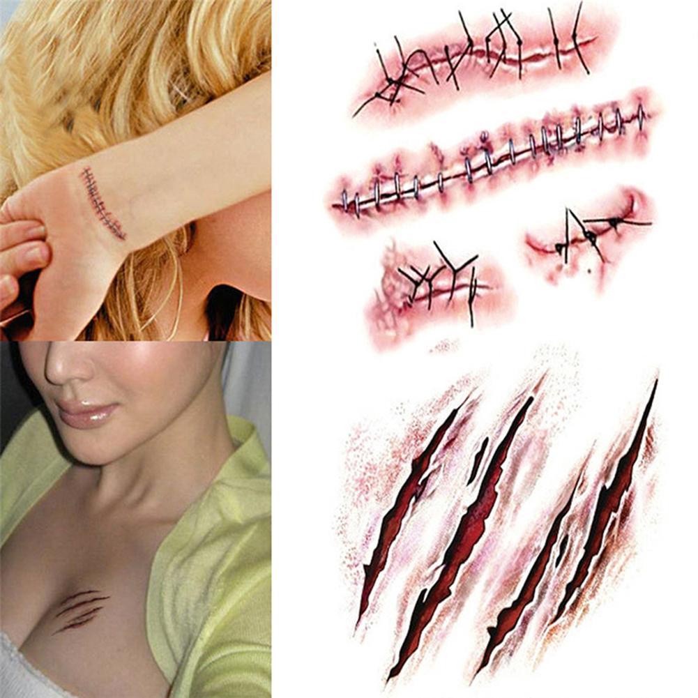 Hình xăm dán hình vết thương hóa trang halloween D3U5 H3V6 Q6X8 M7X1
