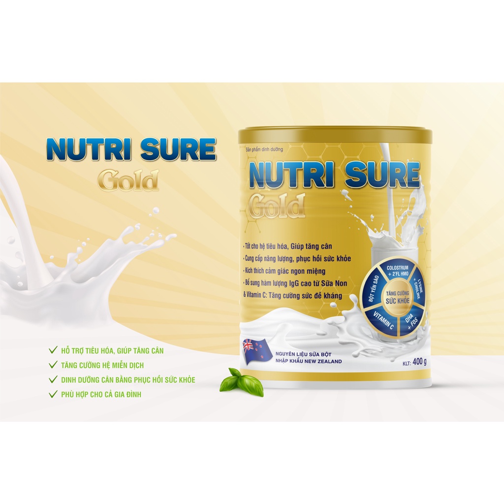 Sữa Tăng Cân Nutri Sure Gold Cho Người Gầy Biếng Ăn, Tăng Sức Đề Kháng, Kích Thích Ngon Miếng
