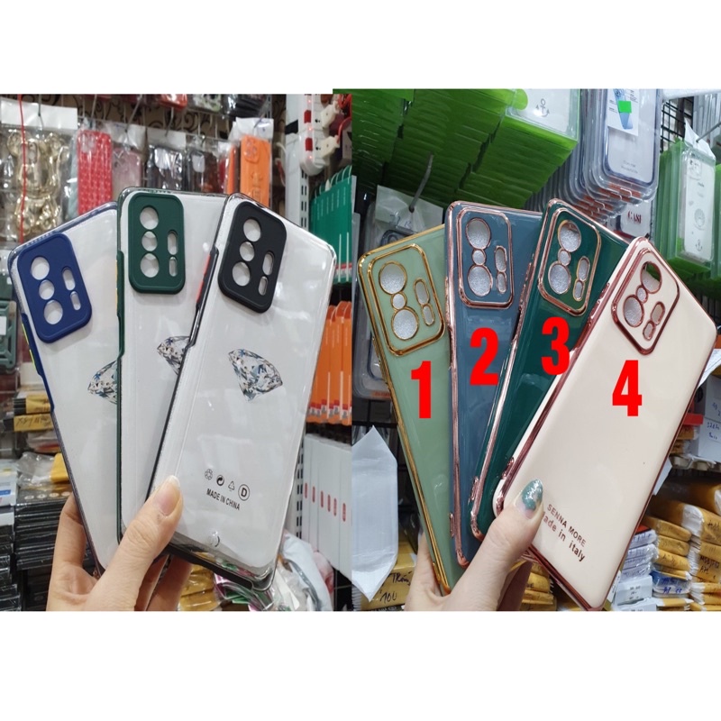 Ốp Xiaomi Mi 11T 5G/11T Pro viền dẻo màu,lưng nhựa cứng trong suốt,ốp dẻo màu bóng,viền màu bóng,cụm viền bảo vệ camera.