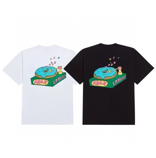 Acmedelavie Fashion Men And Women Cotton Record Player Donut Print Short-sleeved T-shirt Sports Tee