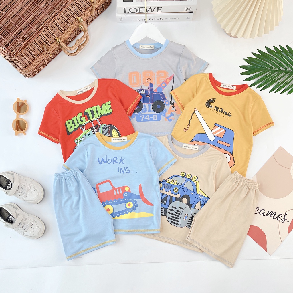 Đồ bộ bé trai gái MINKY MOM size đại cộc tay thun lạnh, bộ quần áo cho bé trẻ em mặc ở nhà 1 2 3 4 5 6 7 8 tuổi BC058