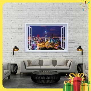 Decal dán tường cửa sổ  view Bitexco về đêm DC108