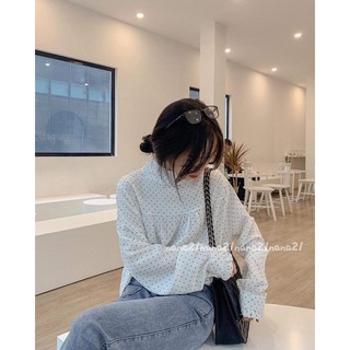 Sơ mi cổ bèo chấm bi