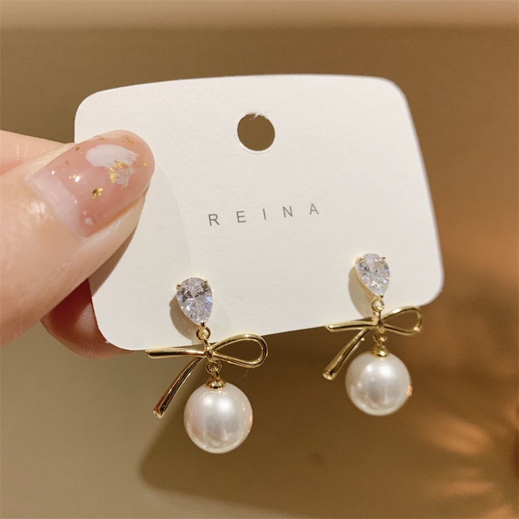 2022 Bông Tai S925 Thắt Nút Ngọc Trai Hàn Quốc Cho Nữ