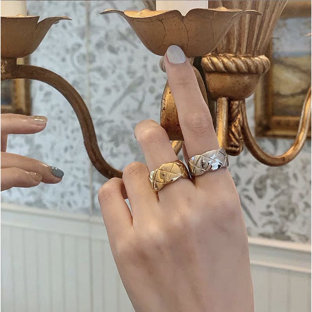Nhẫn nữ đeo ngón út, ngón trỏ mạ vàng bạc bản dày trơn đơn giản phong cách Hàn Quốc đơn giản siêu sang Boho Guccy