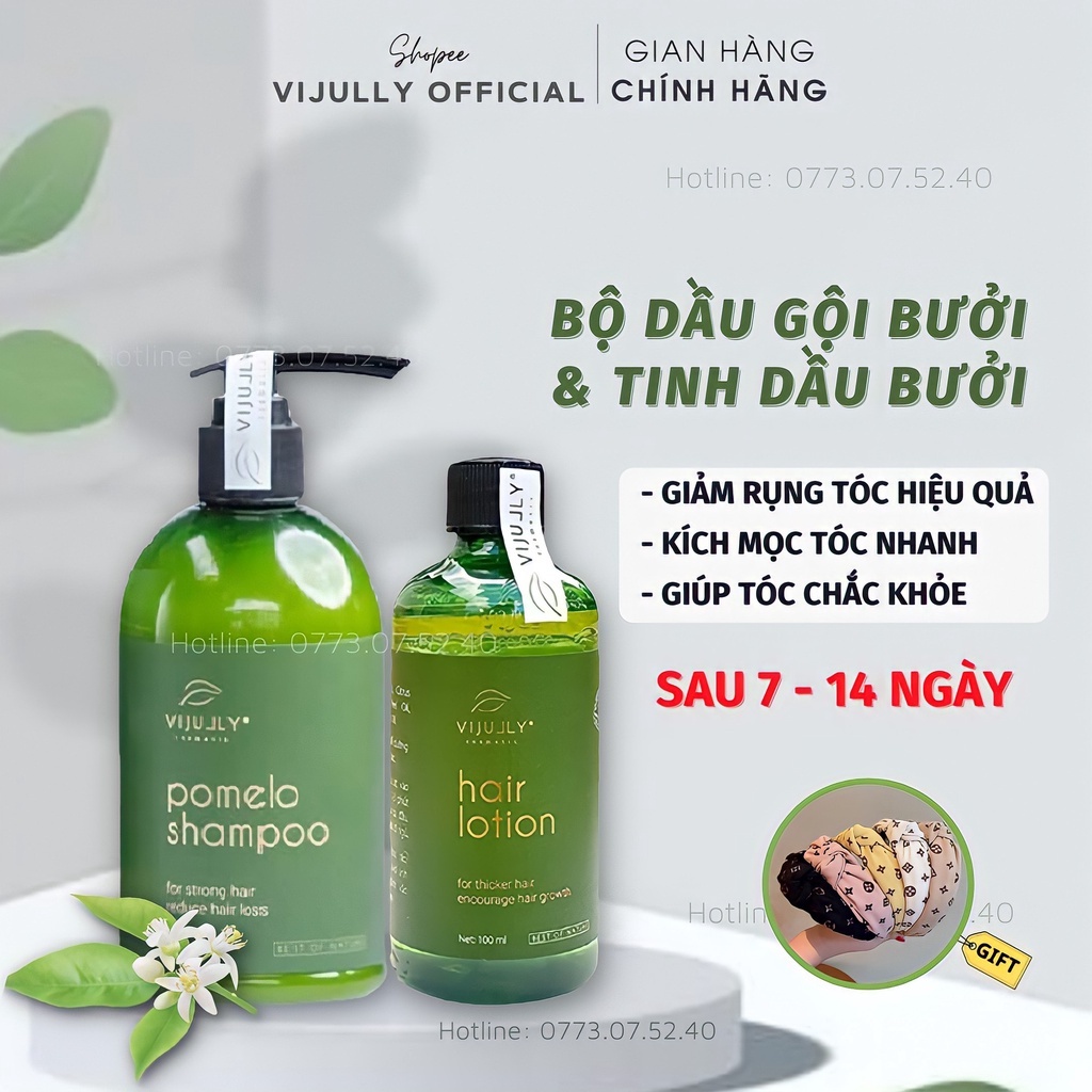 Bộ Dầu Gội Bưởi và Tinh Dầu Bưởi VIJULLY Chống Rụng Tóc, Kích Thích Tóc Nhanh Dài, Nuôi Dưỡng Tóc Chắc Khỏe Sau 2 Tuần