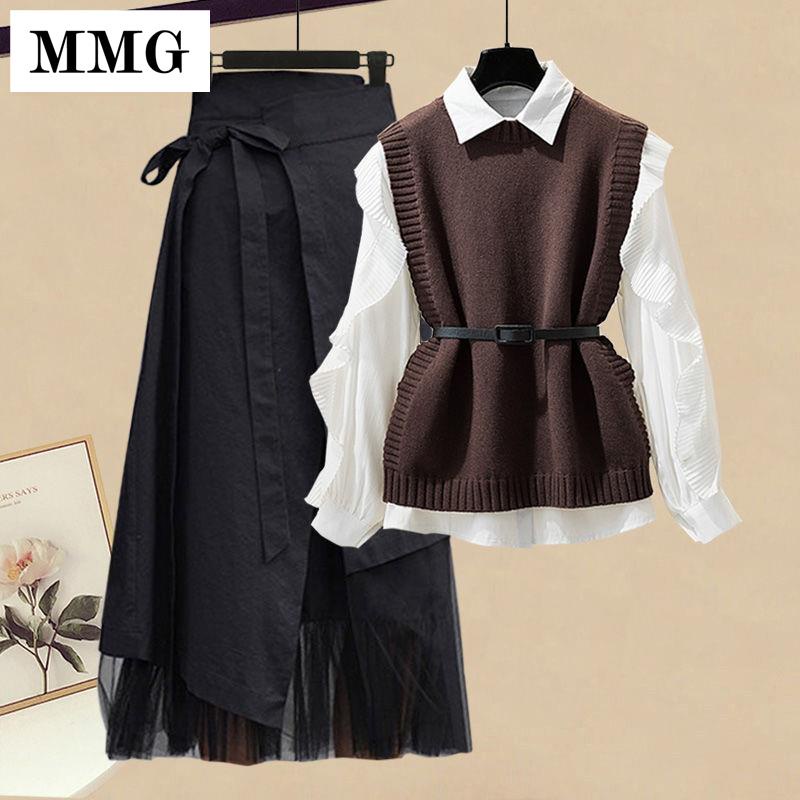 ❍☑℗Plus set áo sơ mi dáng rộng phối chân váy thời trang mùa thu cho nữ 2021 | BigBuy360 - bigbuy360.vn