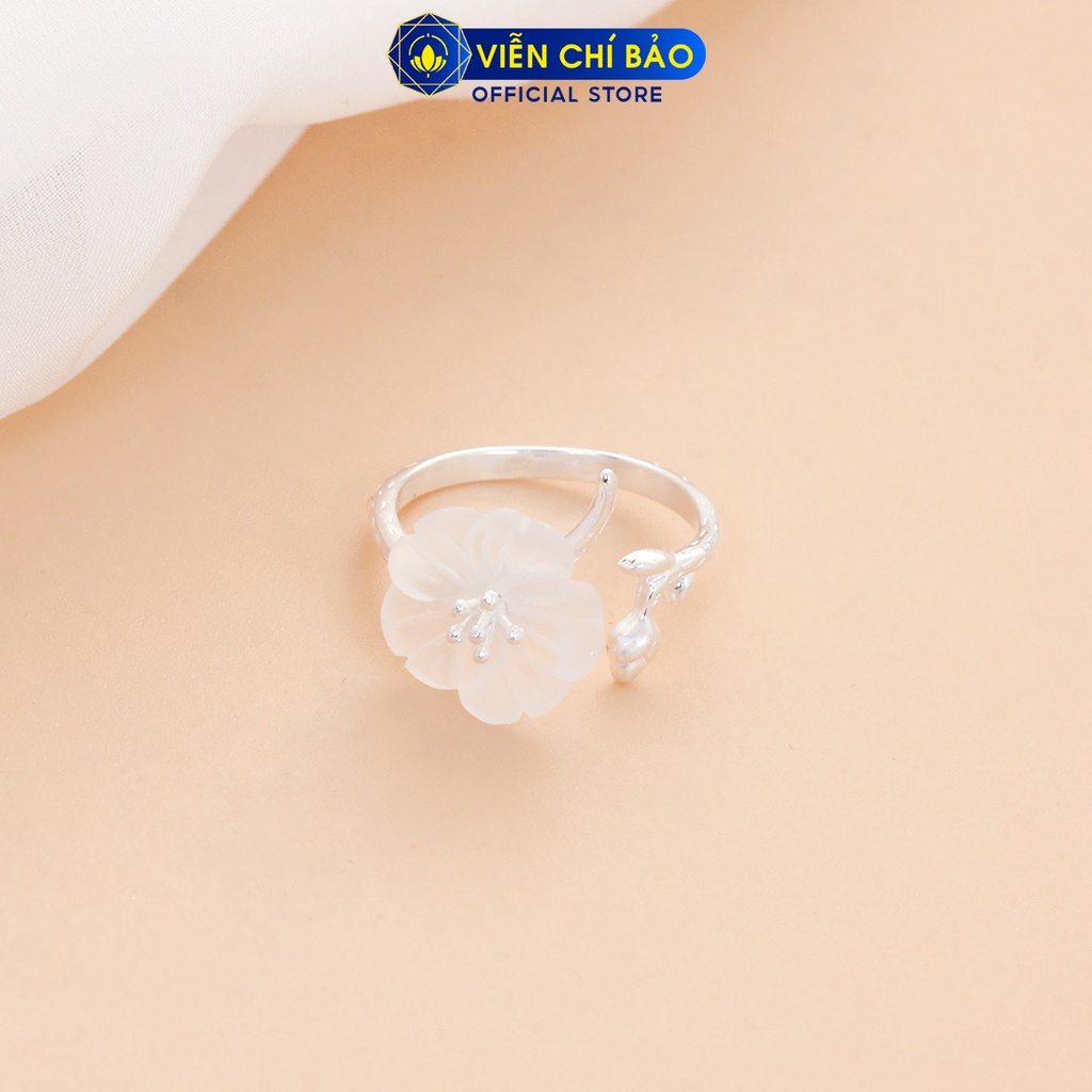 Nhẫn bạc nữ Hoa Mai trắng chất liệu bạc 925 thời trang phụ kiện trang sức nữ thương hiệu Viễn Chí Bảo N000405