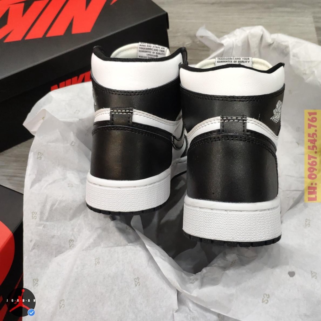 Giày thể thao Jordan 1 panda cổ cao đen trắng, Giày nam nữ JD1 high mid cao cấp Full Box Bill