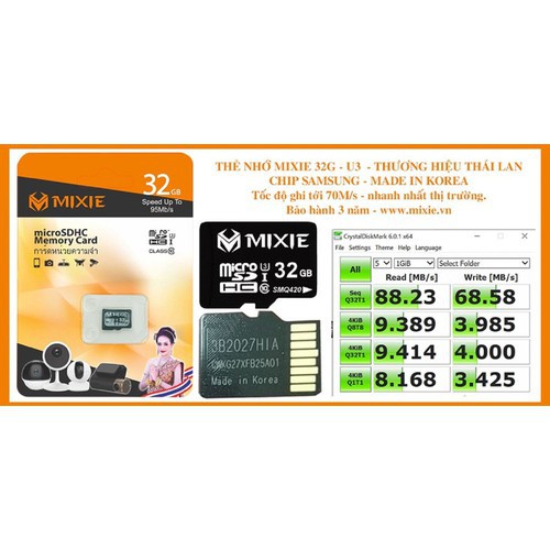 THẺ NHỚ MIXIE 32GB 64GB MICRO TF TỐC ĐỘ 95MB/S GHI 70M/S - THẺ NHỚ MIXIE 32GB 64GB MICRO TF