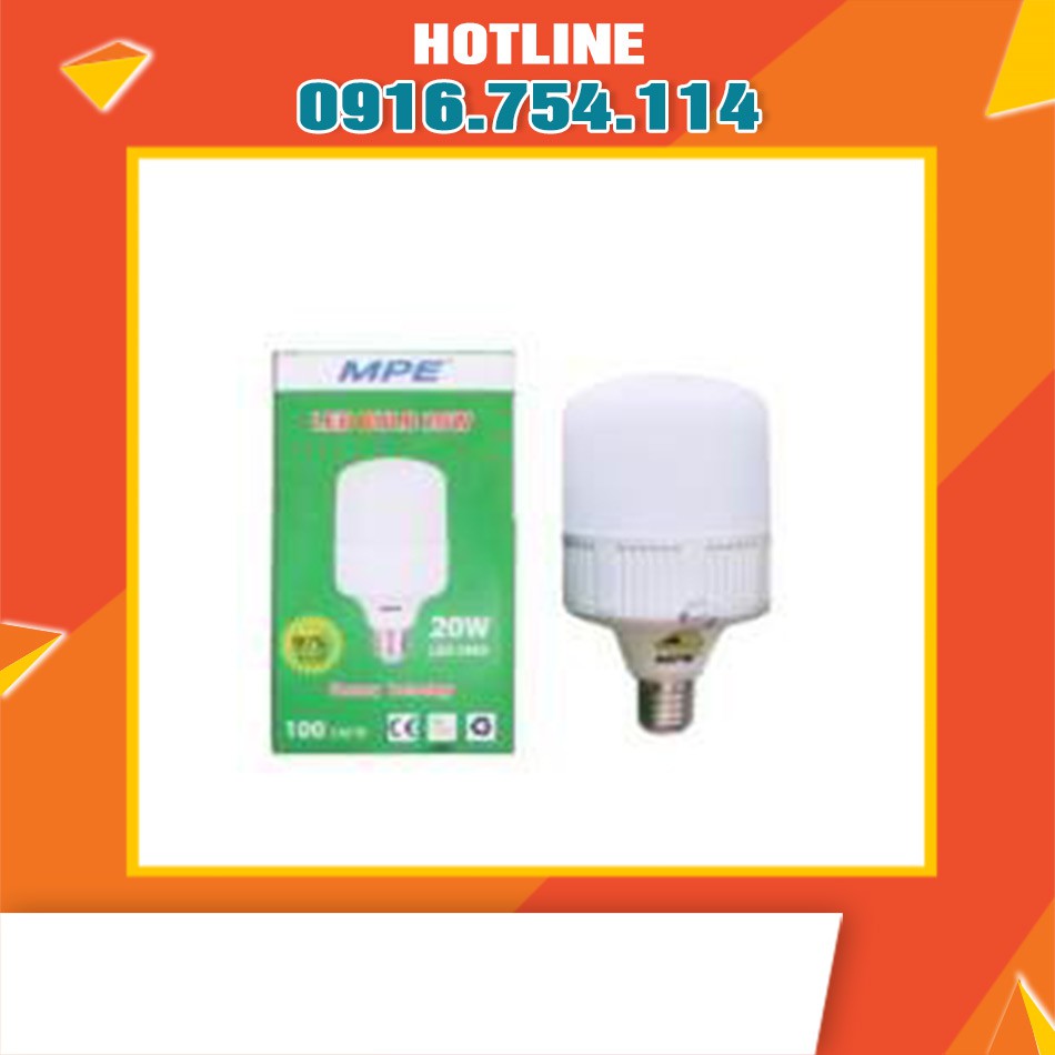 [HÀNG CHÍNH HÃNG] Bóng Led Bulb 20W MPE ( ÁNH SÁNG TRẮNG)