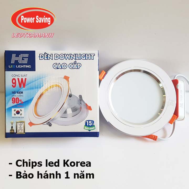 Đèn led âm trần HG 9w viền bạc chính hãng - ánh sáng Trắng