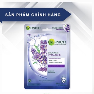 Mặt nạ tinh chất Hoa oải hương & Hyarulon thư giãn da Garnier Hydra Bomb Lavender Serum Mask 25g