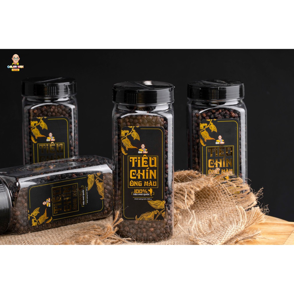 Tiêu Chín [DATE 8/11/23], Tiêu Sọ, Tiêu Đen Color Man hộp 300 gram nguyên hạt đặc trưng từ vùng Phú Quốc nổi tiếng