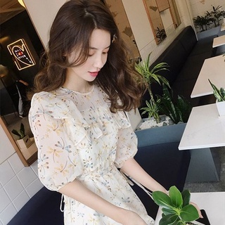 Đầm Voan Hoa Ngắn Tay Thời Trang Retro Xinh Xắn Dành Cho Nữ 2022