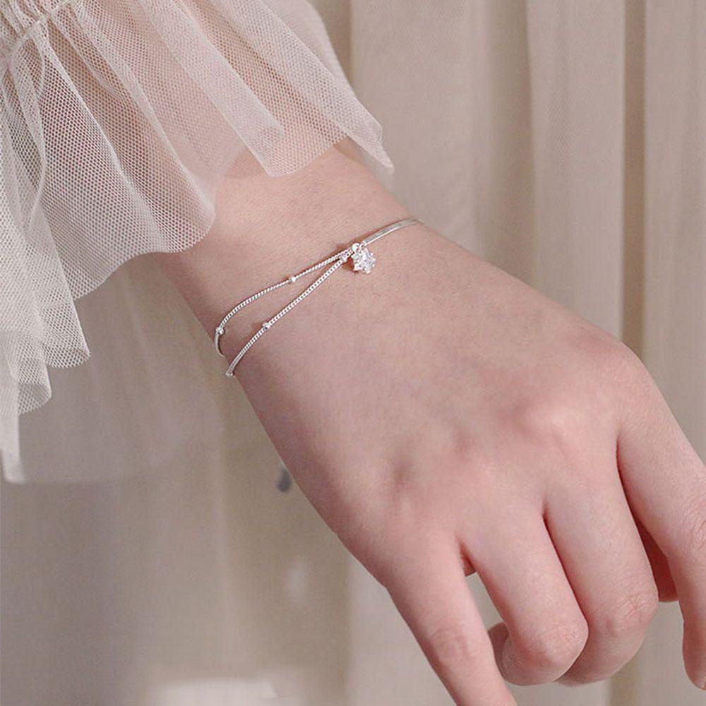 Vòng Tay Nữ Dạng Chuỗi Mặt Chữ Nhật Đơn Giản Tinh Tế BACK2LIFE