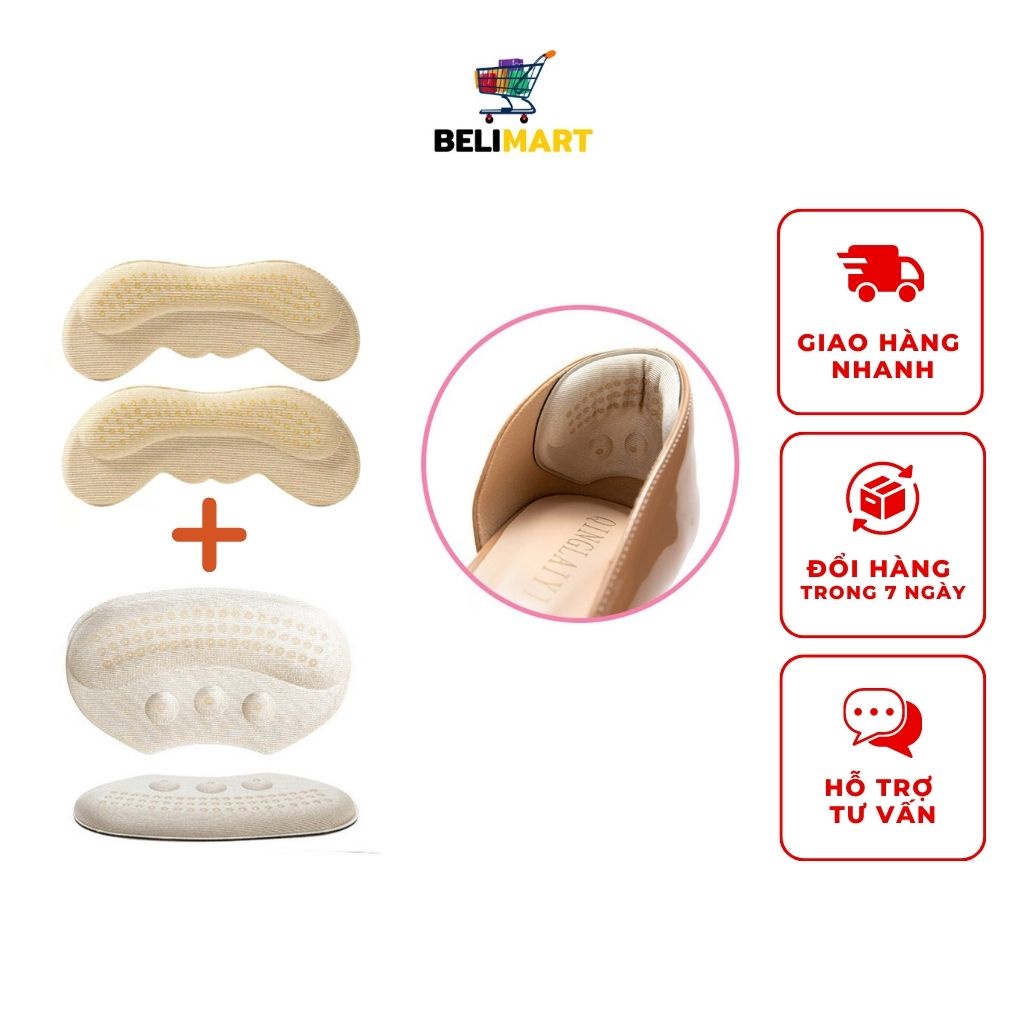 Combo 2 cặp lót giày giảm size cho giày bị rộng, giúp êm chân, chống đau gót sau hiệu quả Beli BL021 và PK198