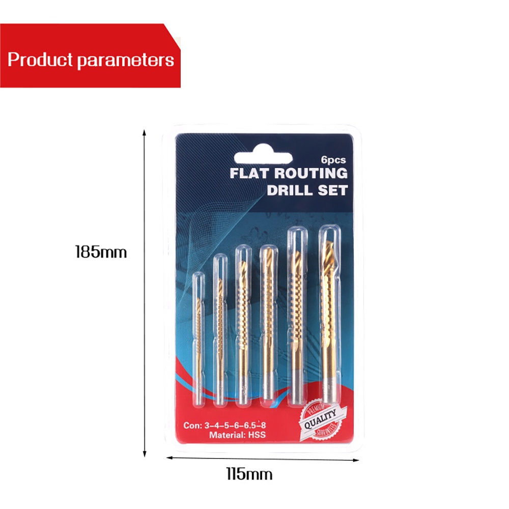 BERT 🇻🇳 ｜6 Cái Mũi khoan xoắn Titan Bộ Mũi khoan lỗ tốc độ cao Mũi khoan cưa sắt để chế biến gỗ Mũi khoan cưa sắt