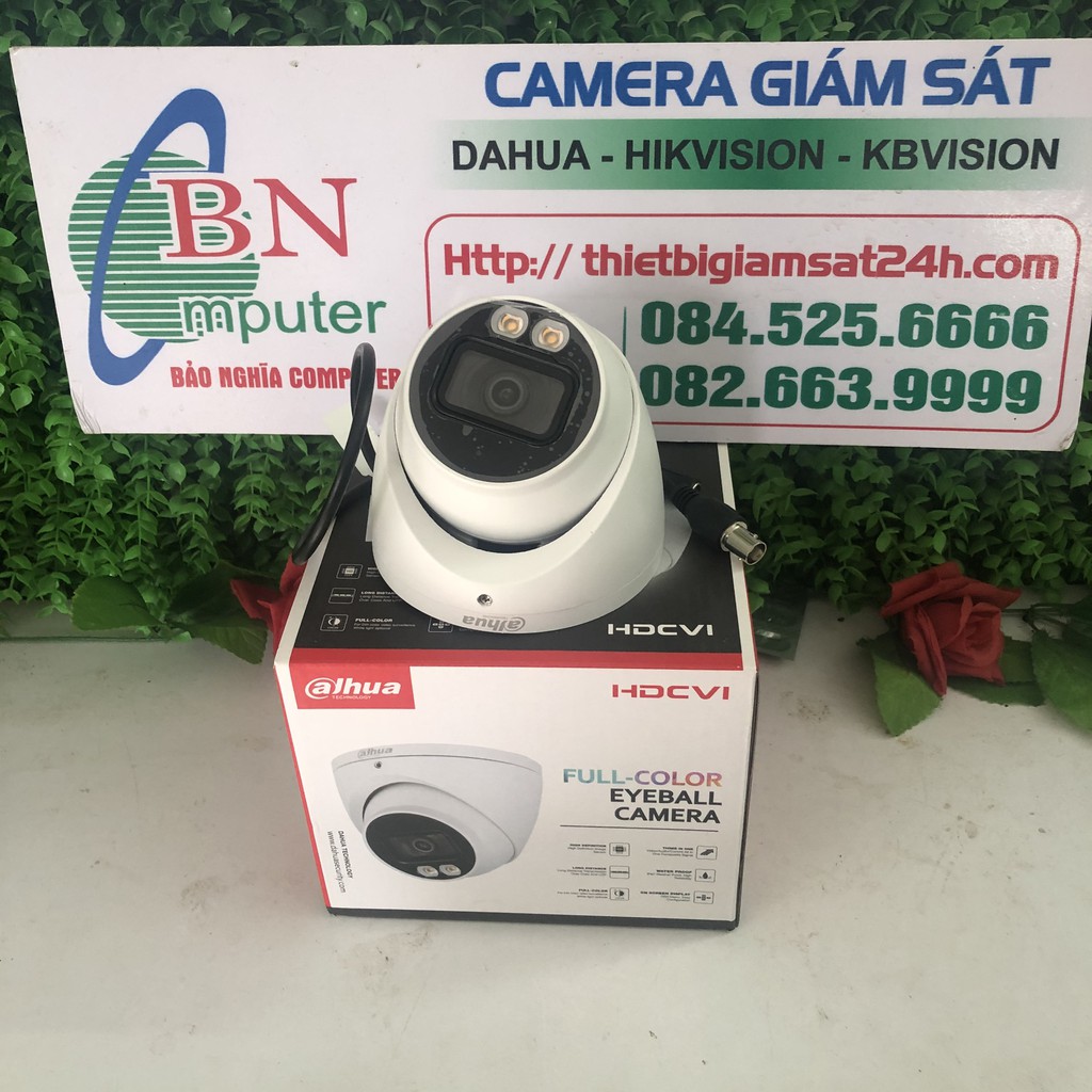 [Mã 159ELSALE hoàn 7% đơn 300K] Camera Dahua HDW 1239TP-A-LED có mic full màu ban đêm dome kim loại