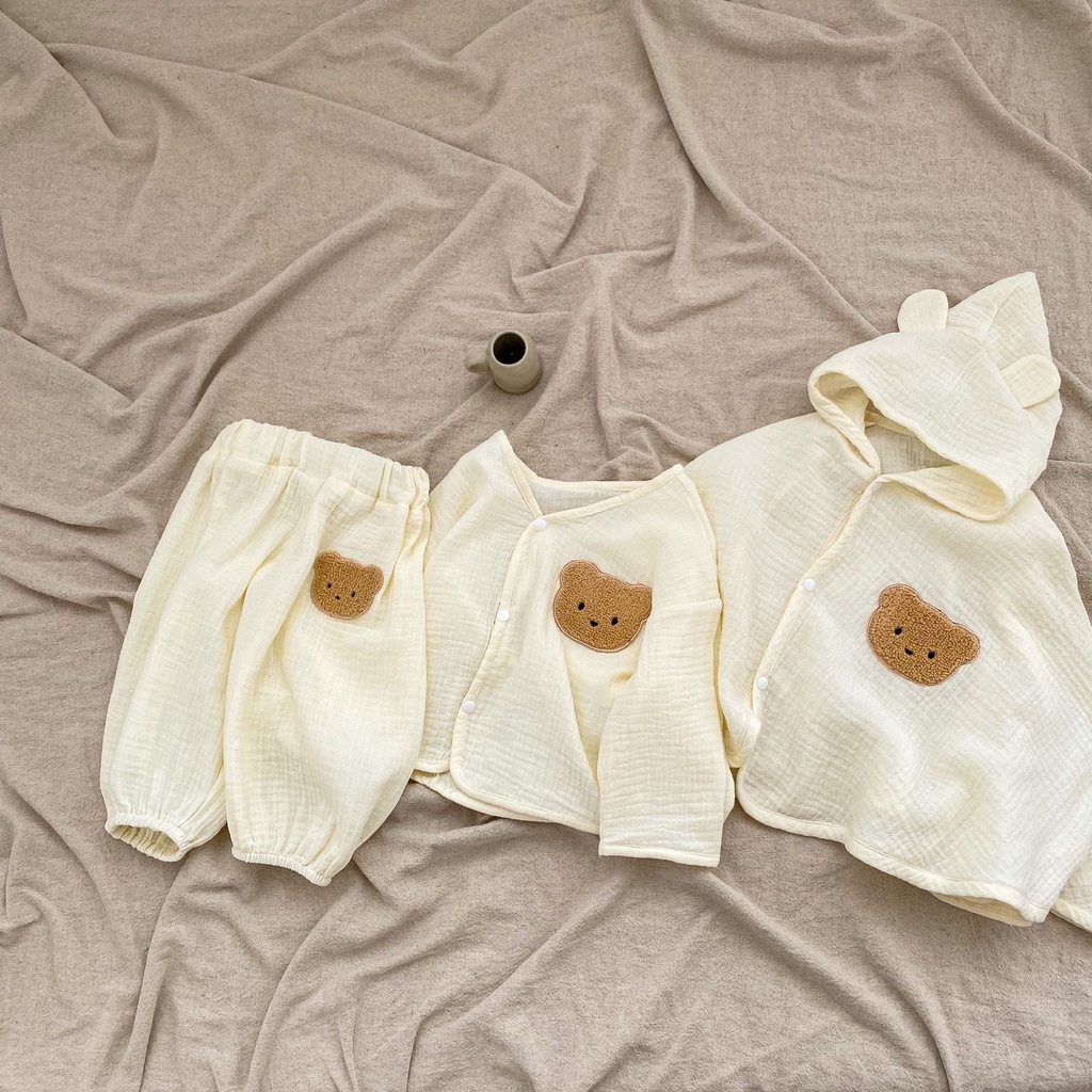 Bộ Áo Khoác cardigan Có Mũ + Quần Dài Chống Muỗi Thời Trang Xuân Hè Hàn Quốc Cho Bé