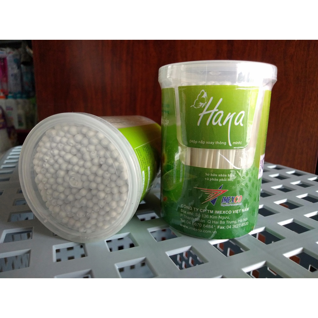 Tăm bông Hana lõi giấy đầu xoắn hộp 200 cây