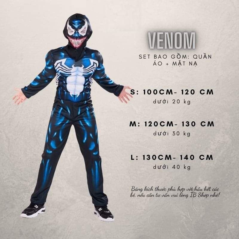 Bộ đồ cho bé Hoá Trang Venom Siêu Nhân Siêu Anh Hùng