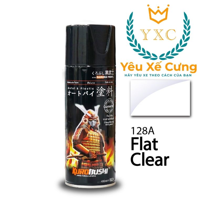 128A _ Chai sơn phủ bóng mờ sơn nhám - sơn xe máy Samurai 128A màu trong mờ _ Flat Clear