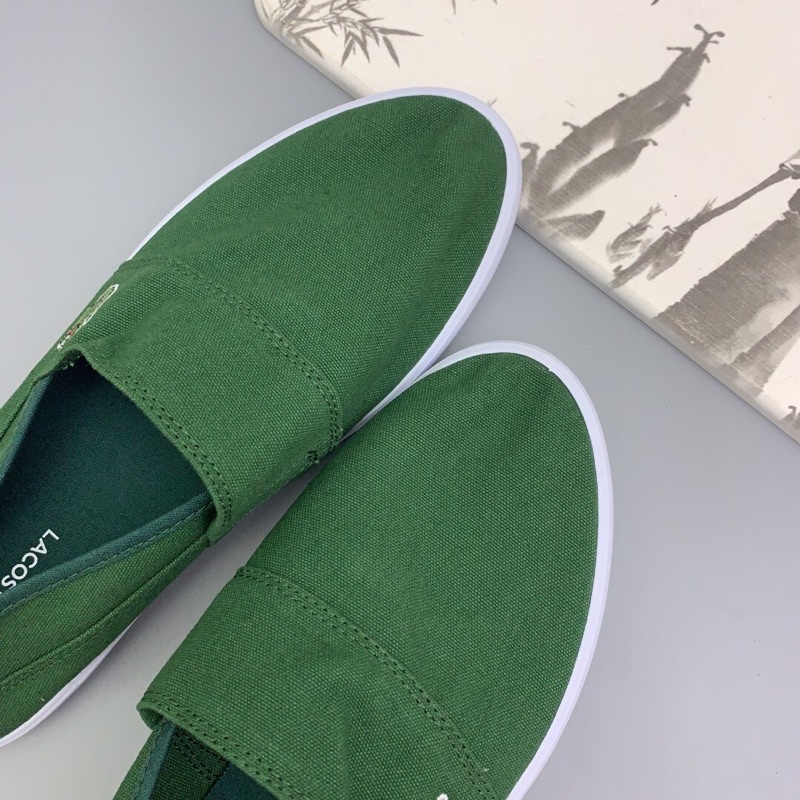 Giày lười vải nam màu xanh lá siêu hiếm đế cao su dẻo lacoste