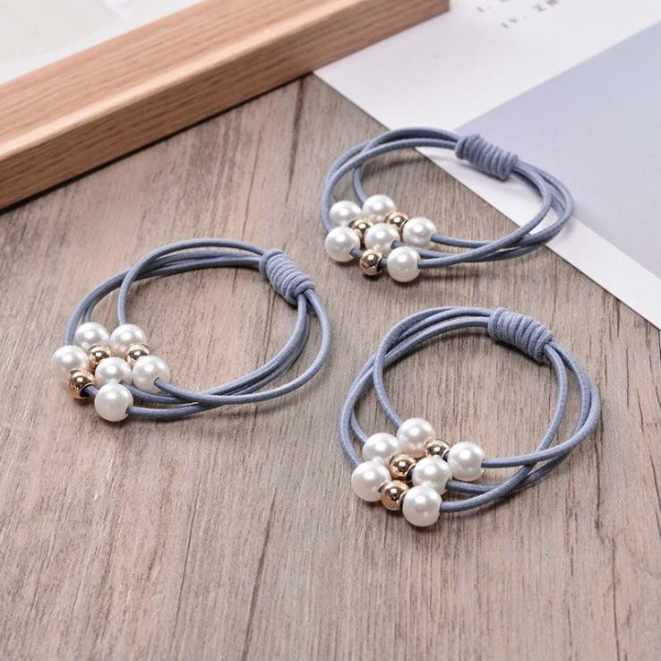 Dây Cột Tóc Nhiều Lớp Đính Hột Ngọc Xinh Xắn Cho Nữ (Giao màu ngẫu nhiên)