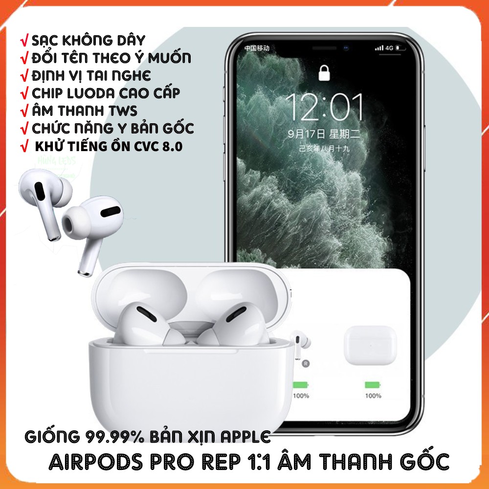 Tai nghe bluetooth Airpod Pro Chip Louda 1536U âm thanh cực chất kết nối siêu nhanh chức năng gốc