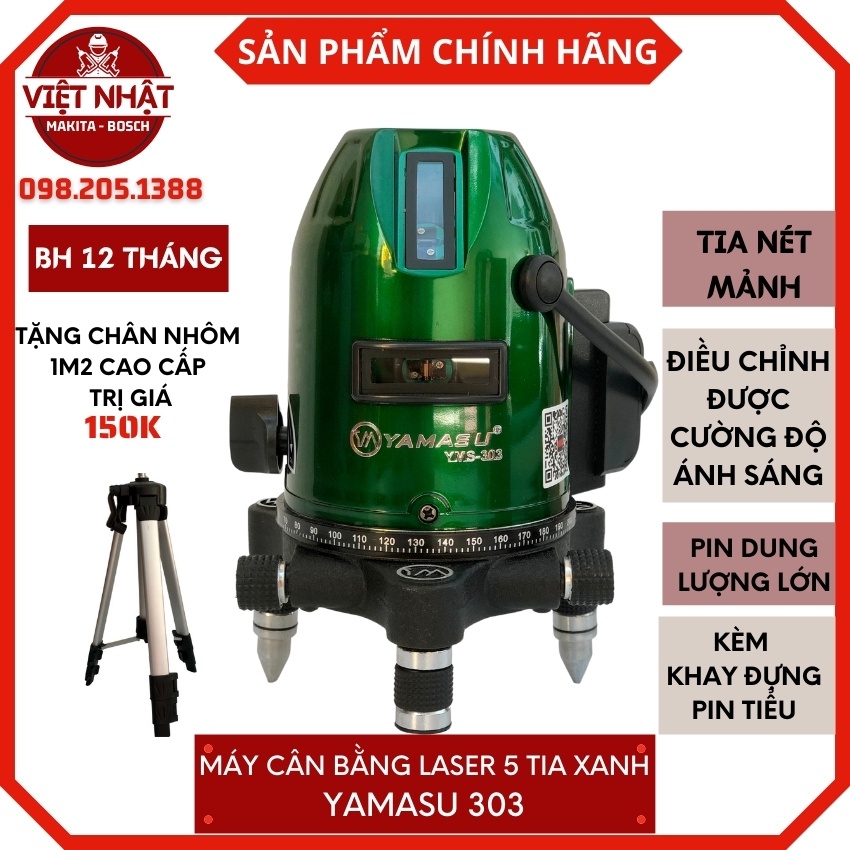 Máy bắn cốt cân bằng lsser YAMASU-303 pluss .Pin cell cài dung lượng lớn 4000mah-Hàng công ty nhập khẩu công, nghệ nhật.