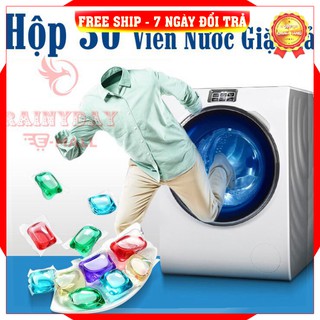 [Freship-Hàng hot trend]       Hộp 30 Viên giặt xả quần áo 2 in 1, hạt hương hoa thơm lâu dịu nhẹ dạng túi gel nước