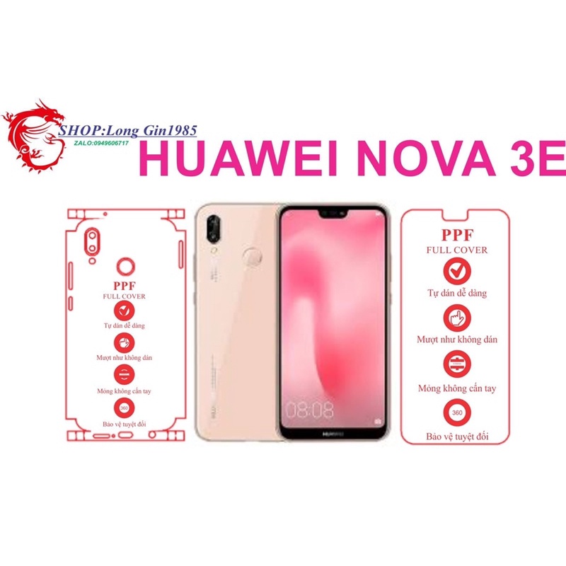 Huawei Nova 3E miếng dán trong Ppf mặt sau và mặt trước chống va đập chống trầy xước