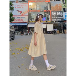 Váy polo trơn cộc tay / be