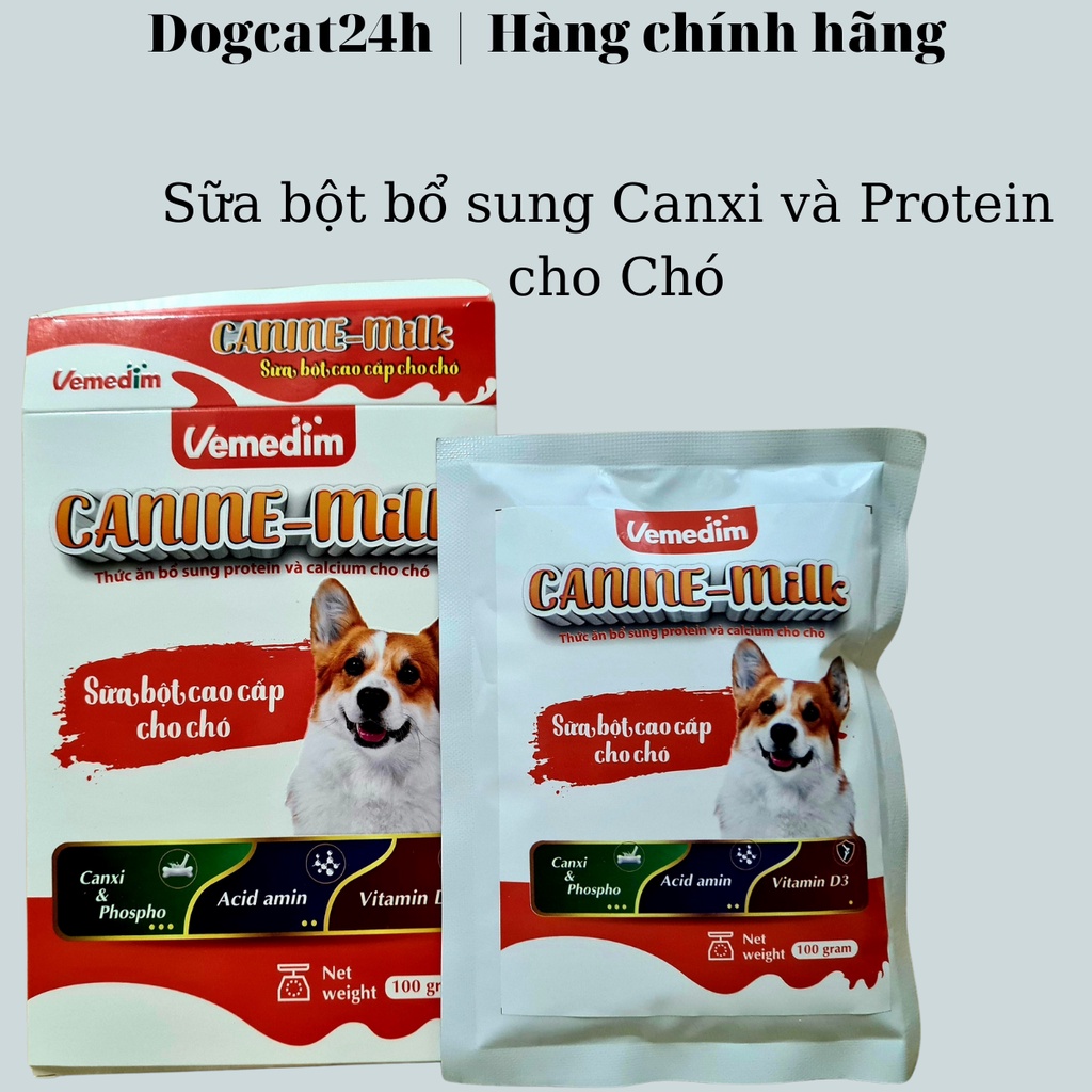 Sữa bột cho chó bổ sung protein và calcium - Canine Milk - Vemedim