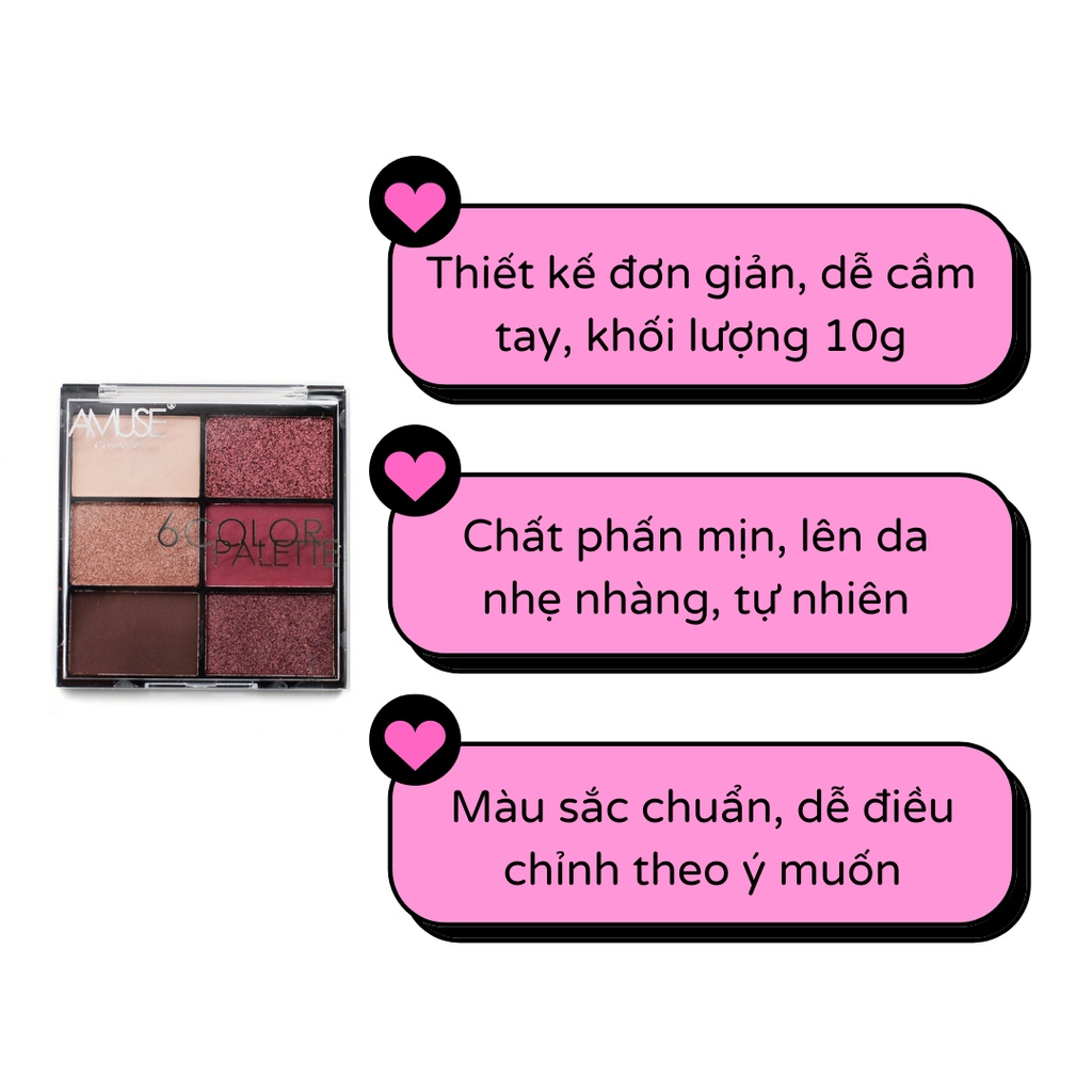Phấn mắt AMUSE 6 màu tiện lợi 10g